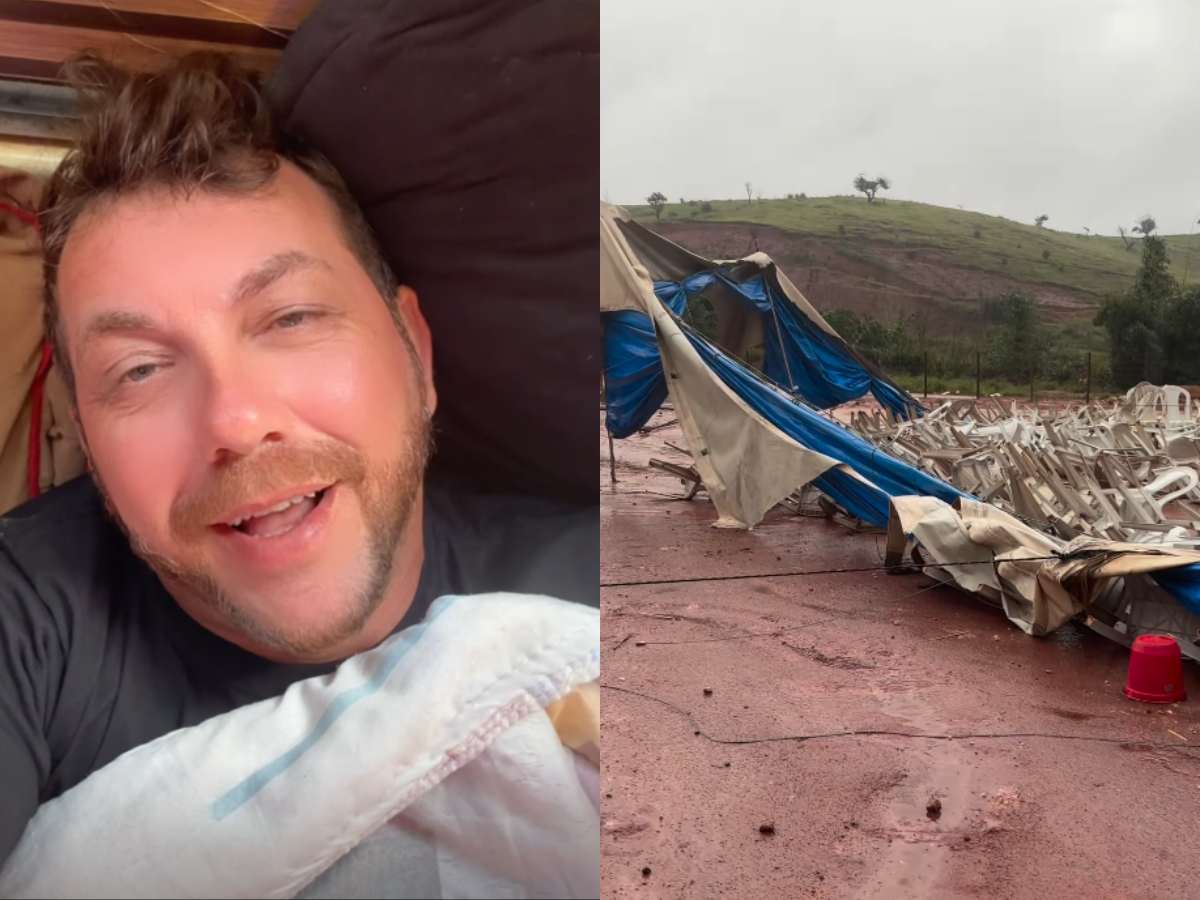 edy volta ao trabalho apos chuva destruir circo da familia