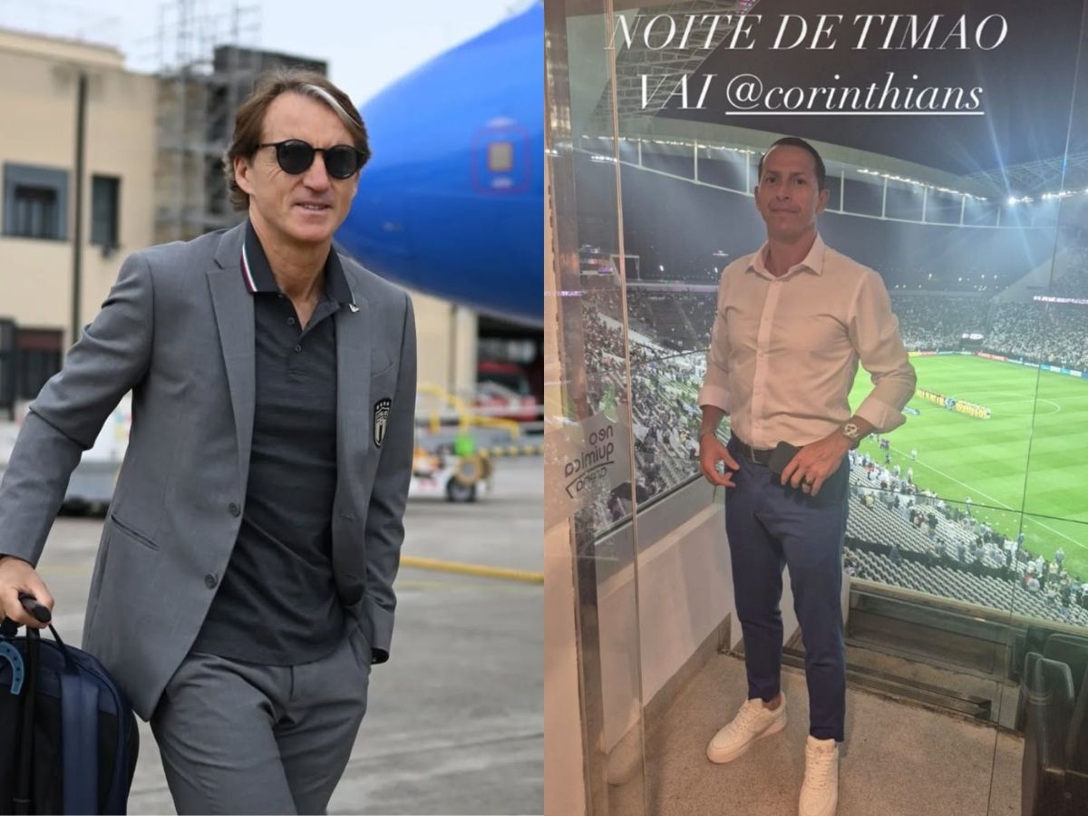 empresario de mancini e visto no estadio do corinthians durante jogo da sudamericana