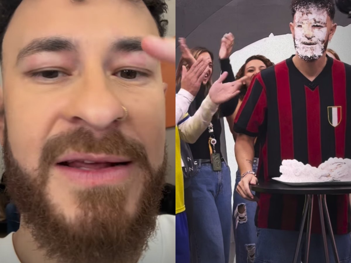 Fred Bruno tem reação alérgica após torta na cara 1 fred bruno tem reacao alergica apos torta na cara