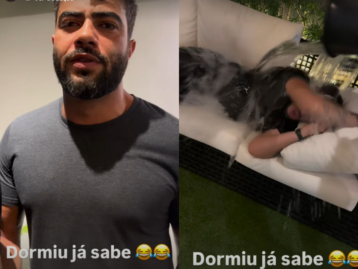 Henrique surpreende amigo com água durante resenha 1 henrique surpreende amigo com agua durante resenha
