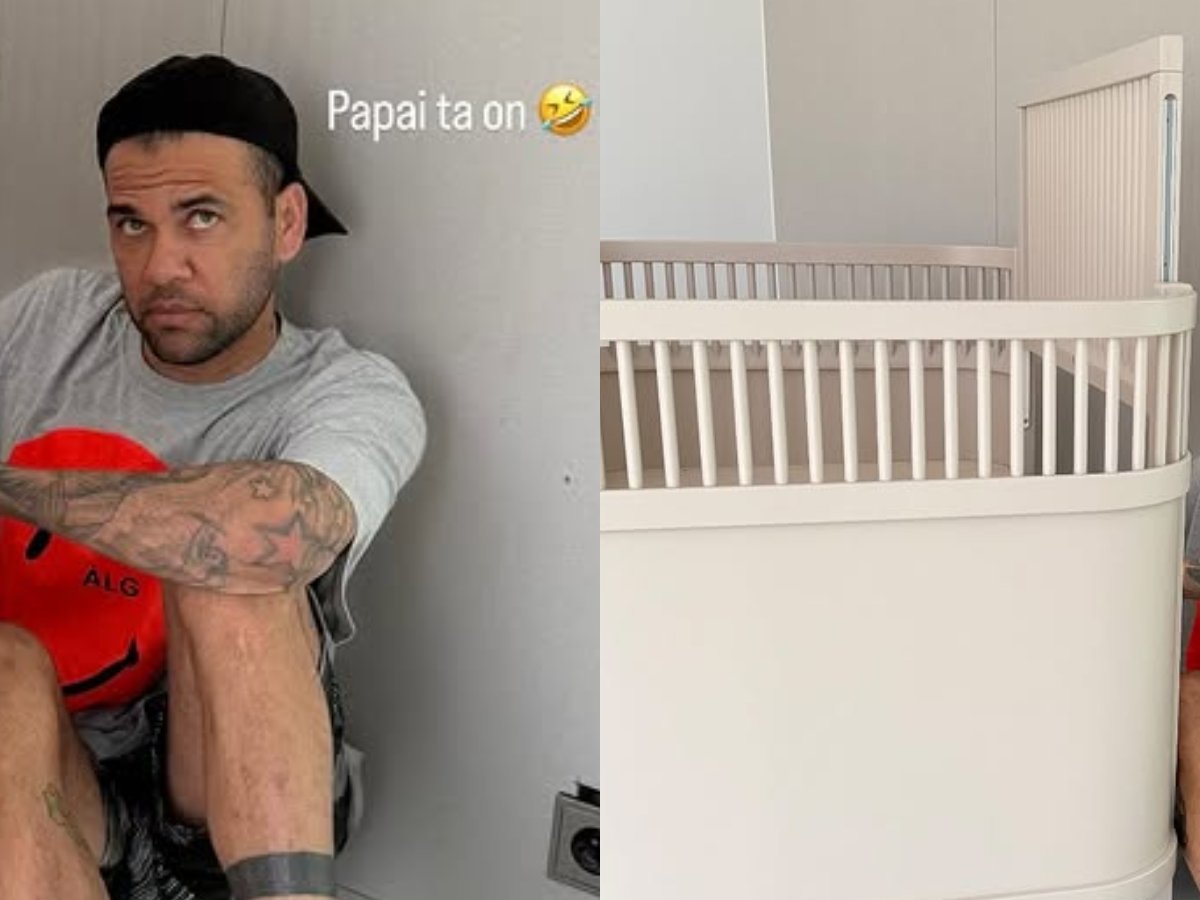 bebe a bordo mulher de daniel alves mostra exjogador montando quarto do filho