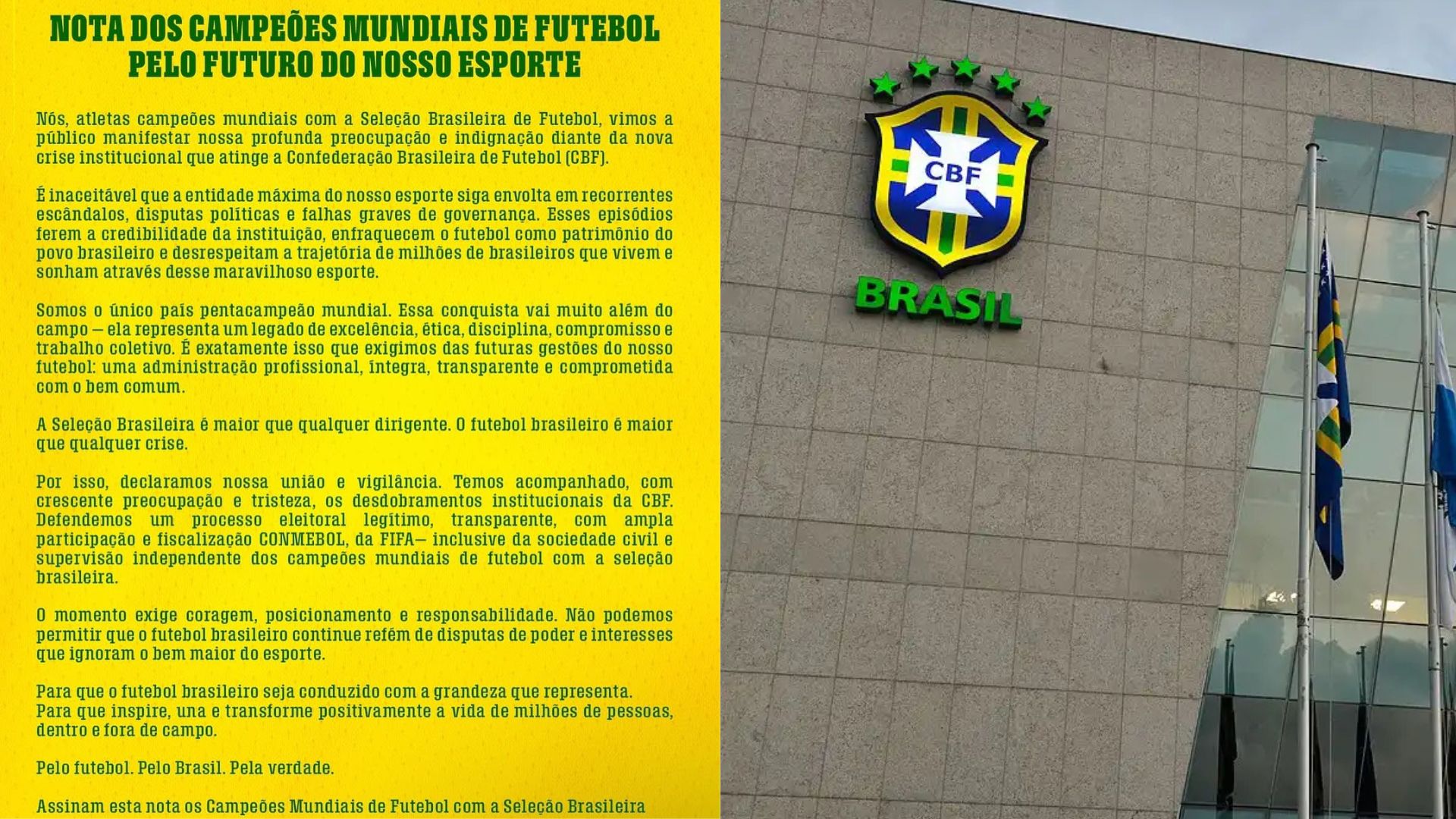 Ídolos da Seleção cobram transparência e alertam sobre crise na CBF 1 idolos da selecao cobram transparencia e alertam sobre crise na cbf
