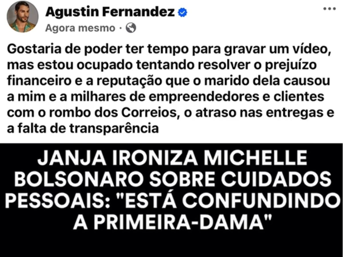 Maquiador Agustin Fernandez Rebates Fala de Janja sobre Michelle Bolsonaro 1 maquiador agustin fernandez rebates fala de janja sobre michelle bolsonaro