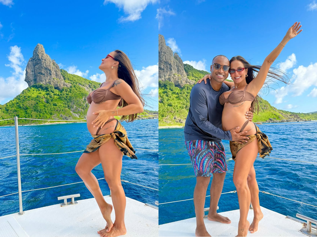 No quinto mês de gravidez, Carol Peixinho curte Noronha com Thiaguinho 1 no quinto mes de gravidez carol peixinho curte noronha com thiaguinho