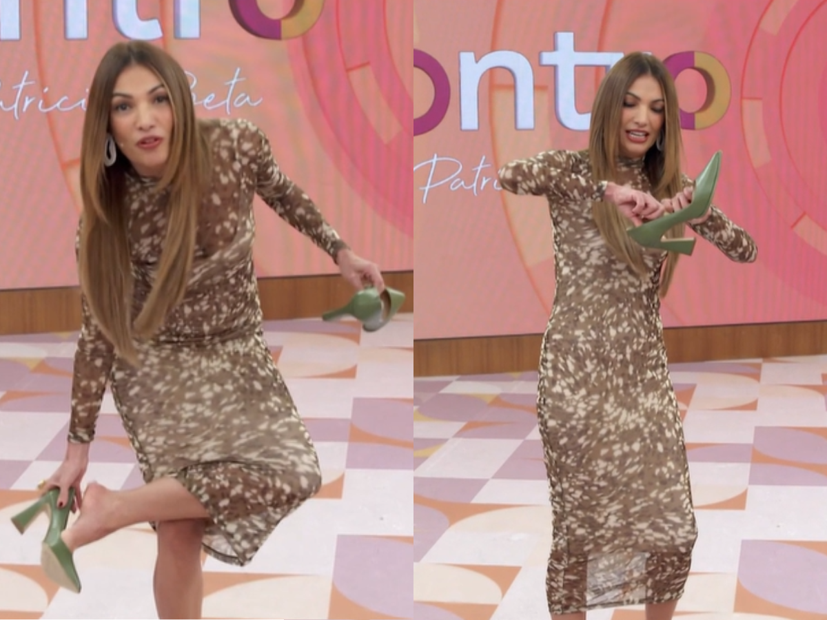 Patrícia Poeta Troca de Sapato ao Vivo no Programa 1 patricia poeta troca de sapato ao vivo no programa
