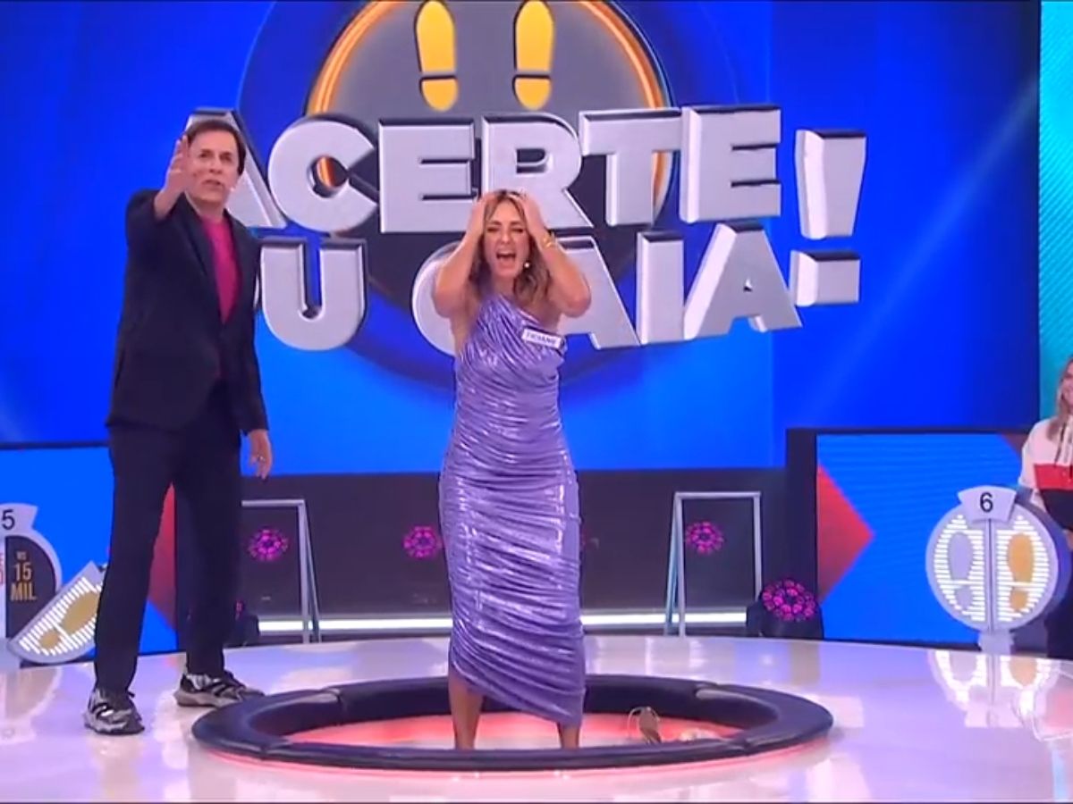 Ticiane Pinheiro protagoniza queda memorável no Acerte ou Caia! 1 ticiane pinheiro protagoniza queda memoravel no acerte ou caia