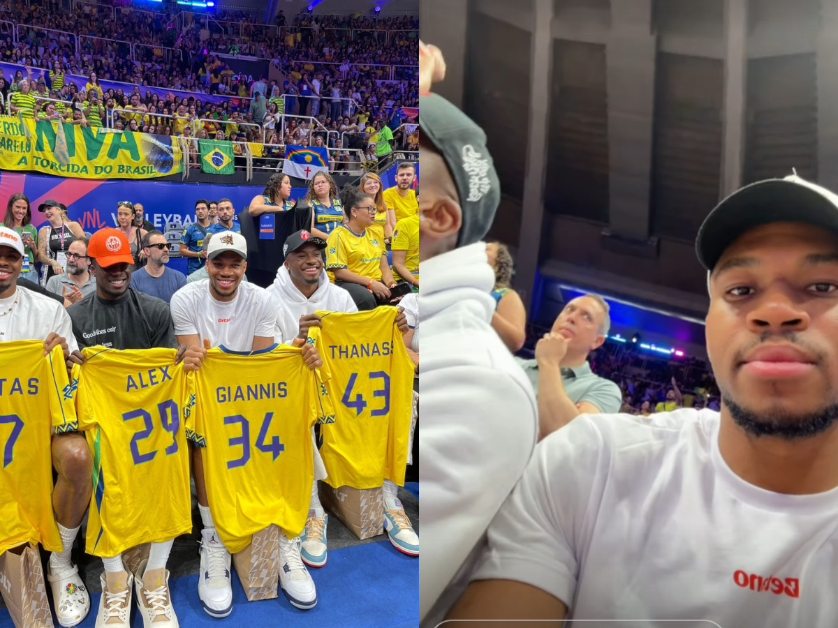 Giannis Antetokounmpo Vibra pelo Brasil em Jogo de Vôlei 1 giannis antetokounmpo vibra pelo brasil em jogo de volei