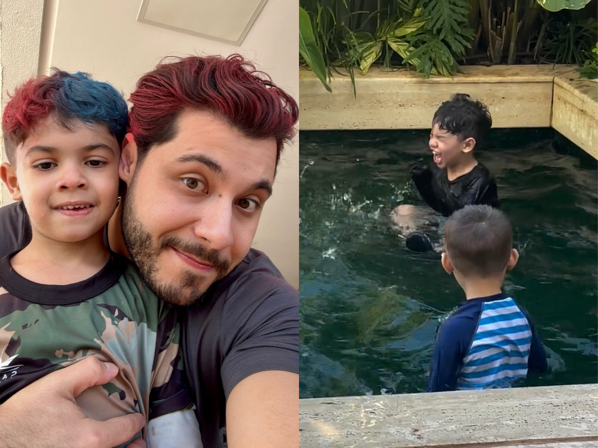 Murilo Huff mostra Léo curtindo piscina após ganhar guarda 1 murilo huff mostra leo curtindo piscina apos ganhar guarda