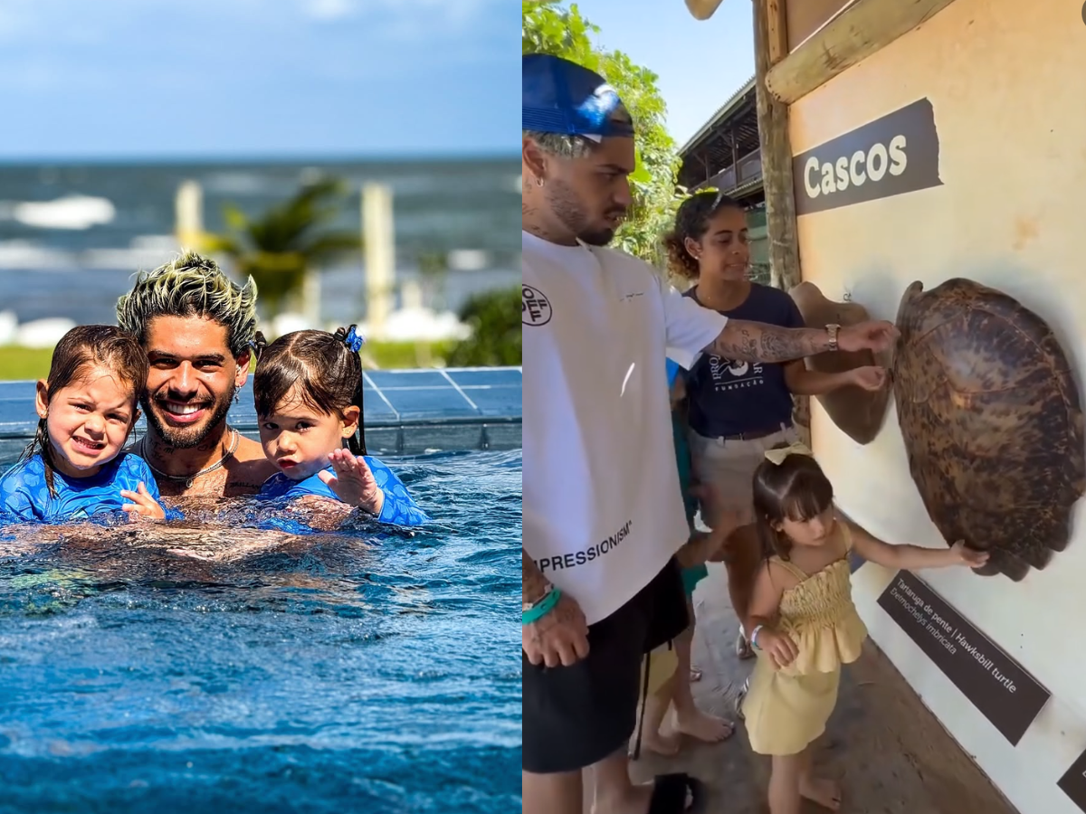 ze felipe leva os filhos para conhecer projeto tamar na bahia