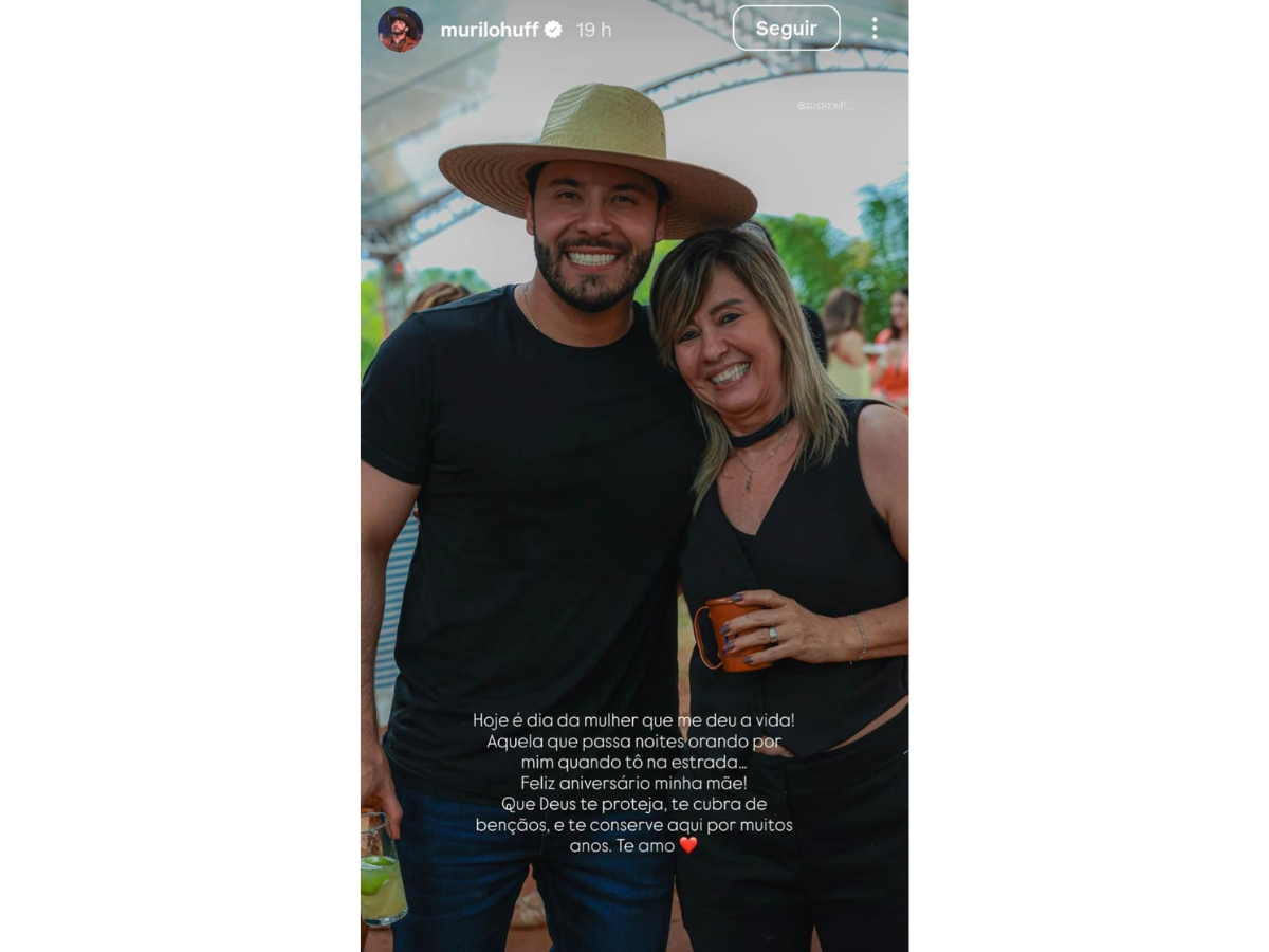 Murilo Huff presta homenagem à mãe em seu aniversário 1 Murilo Huff homenageia mãe na data de aniversário: "Que Deus te conserve aqui"